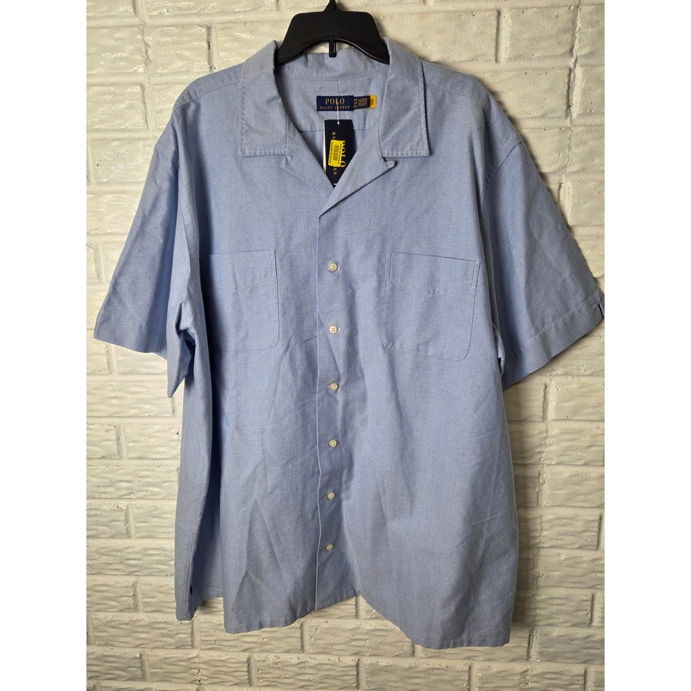 POLO Ralph Lauren Mens size 3XB Big Blue Camp collar Button up !00% cotton NWT